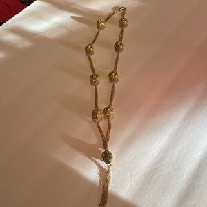 Vintage Gold Beaded Multi-Strand tassel Statement Necklace